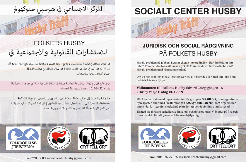Flygblad socialt center husby arabiska och svenska