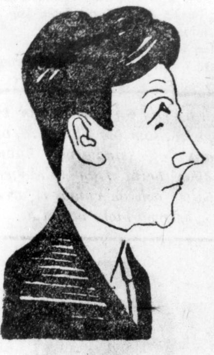 Frans Severin, tidningen Arbetarens chefredaktör 1922-1928 (reprofoto av teckning).